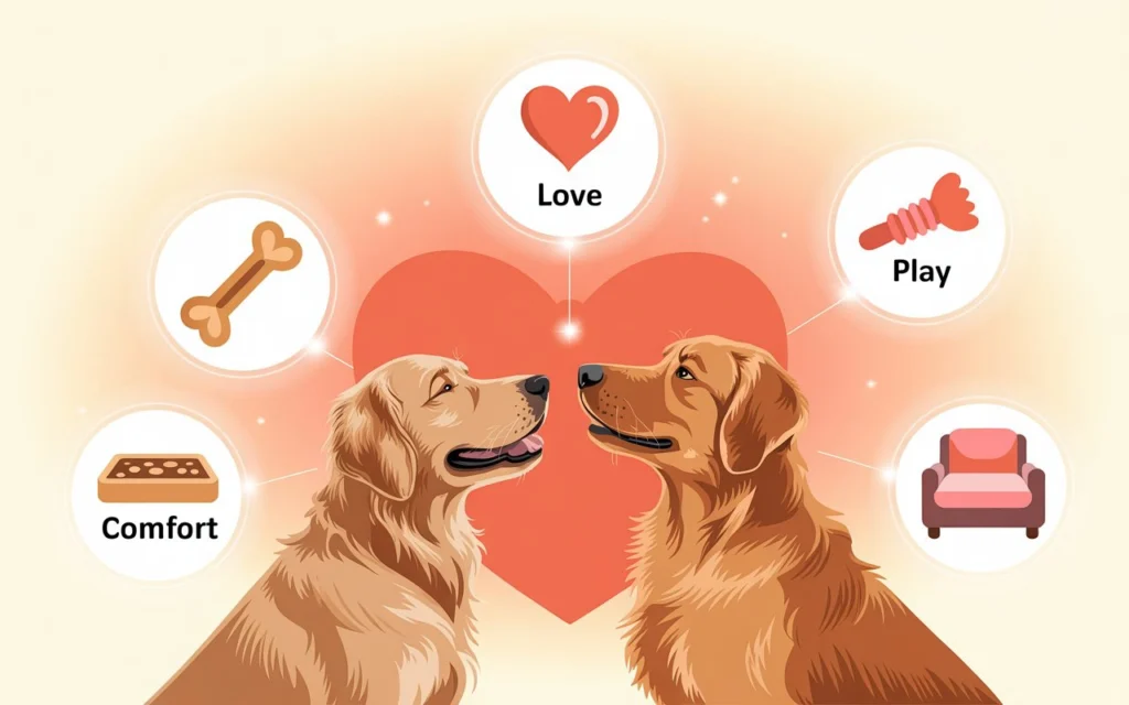 Infographic showing emotional benefits of giving gifts to dogs