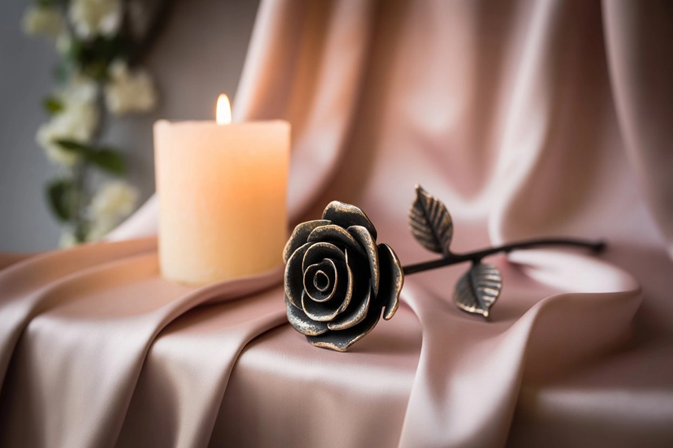Hand-forged iron rose as a romantic anniversary gift for her.