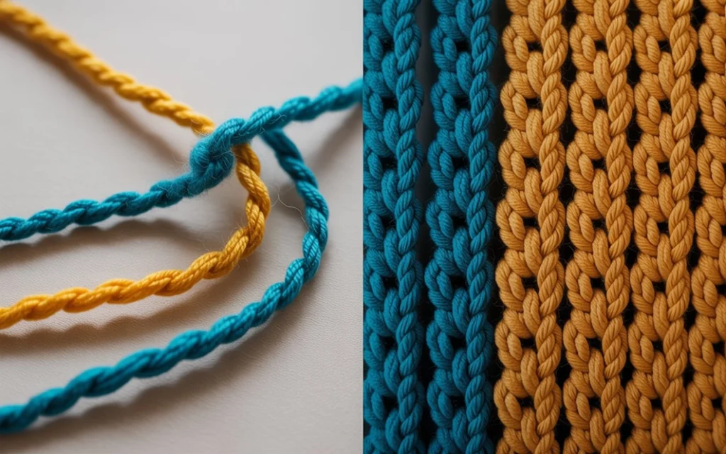 Comparison of basic and advanced crochet stitches to help improve skills.