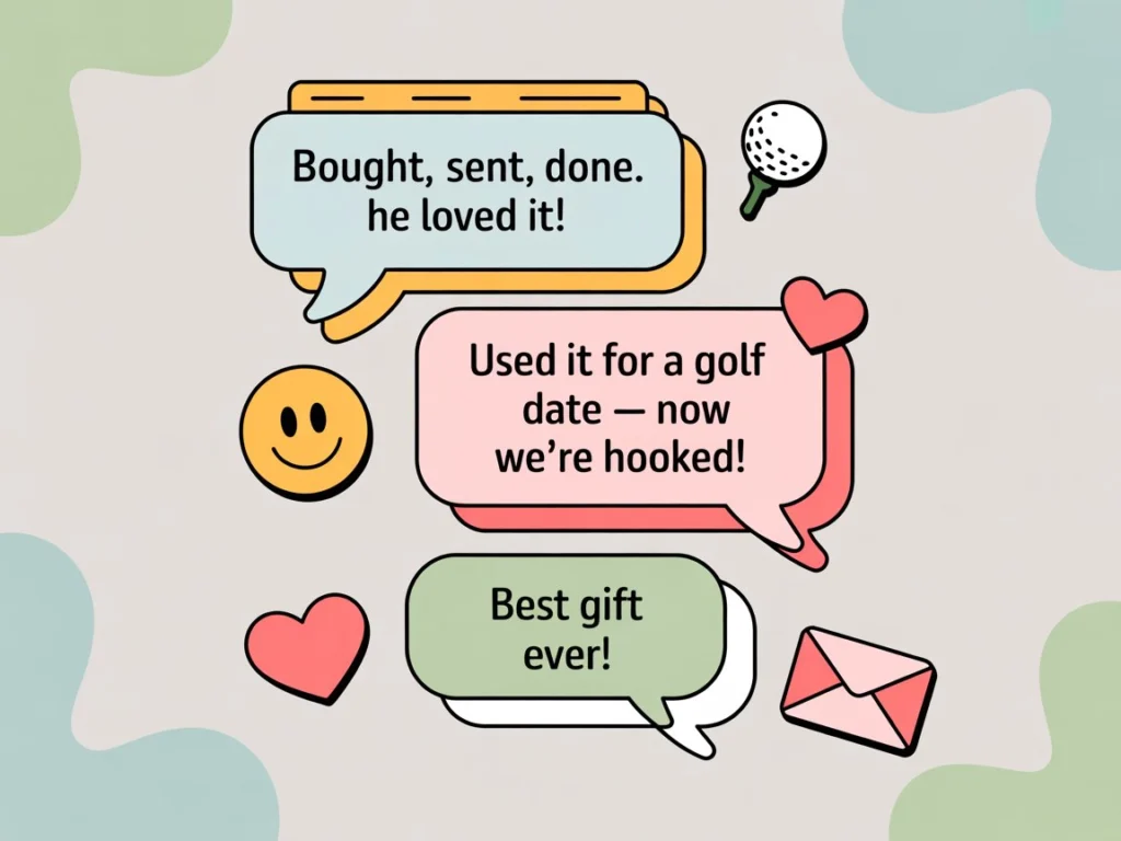 Graphic of real user reviews for golf gift cards