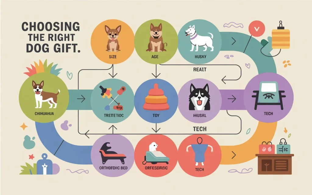 Dog gift decision tree based on breed, age, and needs