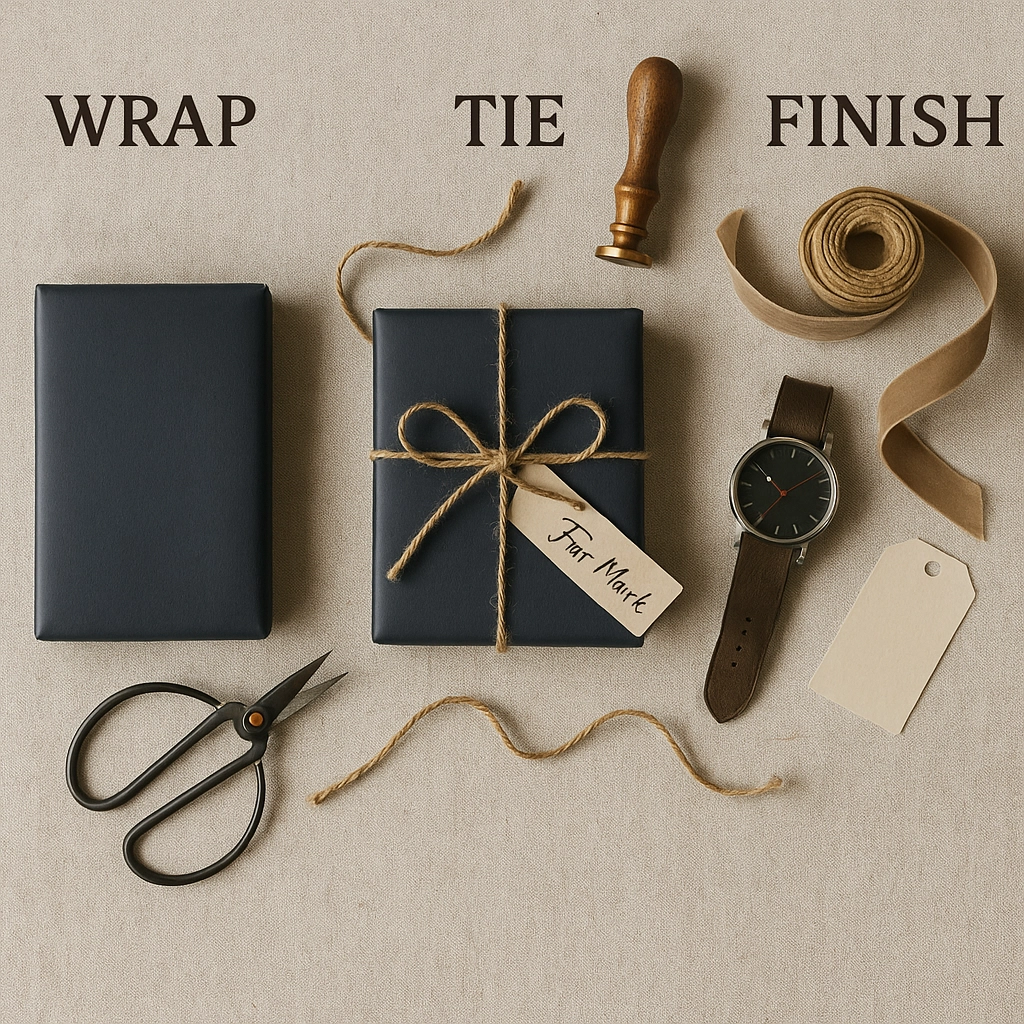 Gift guide table with icons for different male family members.