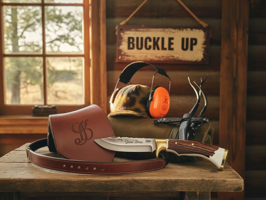 Hunting gifts for different relationships, including leather gear for husbands and vintage signs for dads.