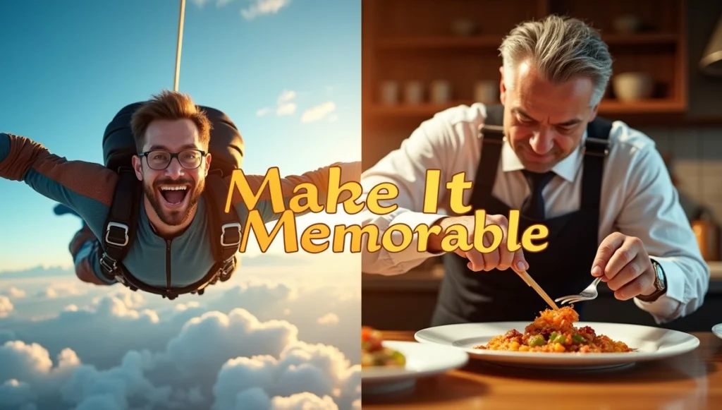 Skydiving and cooking class experiences for a 50th birthday celebration